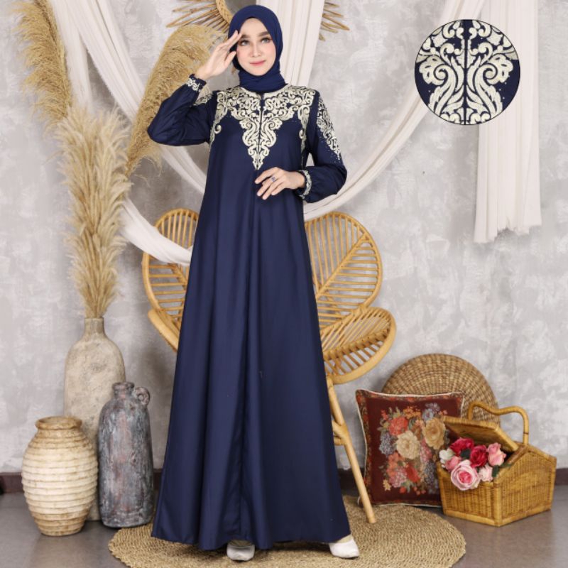 GAMIS PESTA WANITA TERBARU GAMIS BORDIR SUPER MEWAH BAHAN KATUN TOYOBO BORDIR PREMIUM