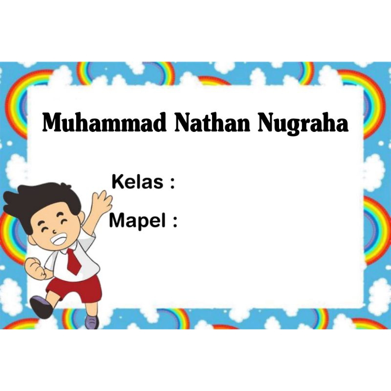 

(ISI 50 PCS) STICKER LABEL BUKU PELAJARAN SEKOLAH BISA CUSTOM NAMA DAN FOTO MOTIF ANAK SD