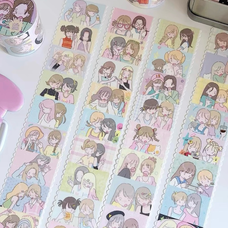 

sticker roll ecer 100cm girl photo glitter deco journal dekorasi stiker readystock B1408