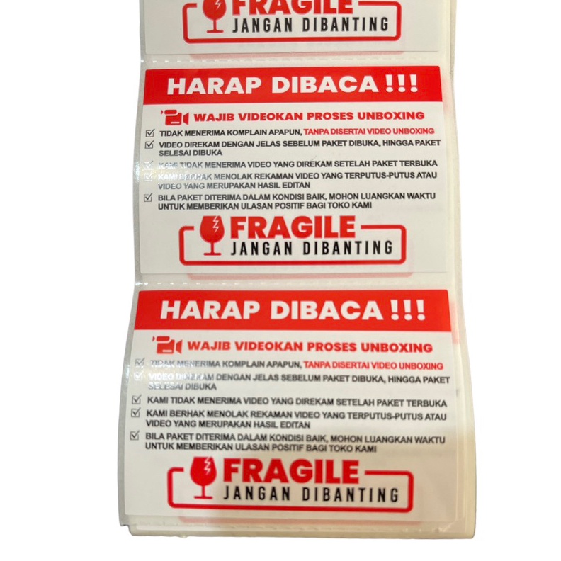 

SPESIAL DISKON stiker fragile unboxing 1lbr glossy