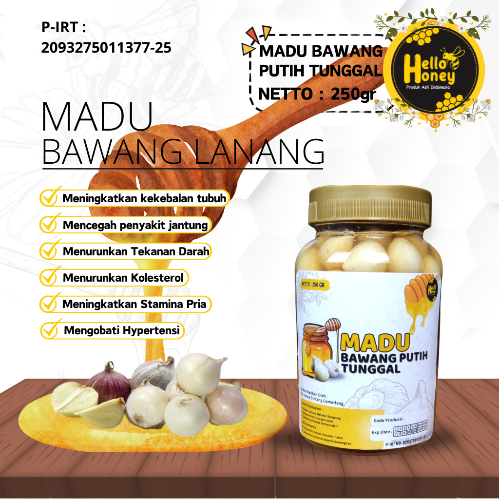 

Hello Honey - Madu Bawang Putih Tunggal Asli Premium 250 Gram