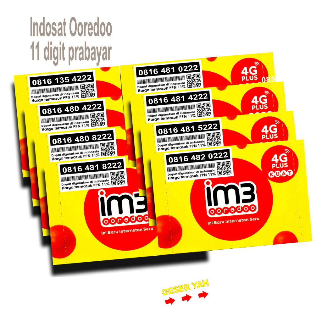 Nomor Cantik Indosat im3 Ooredoo 11 Digit 222 Prabayar Nomer Rapi Kartu Perdana Sebelas Angka Sim Ca