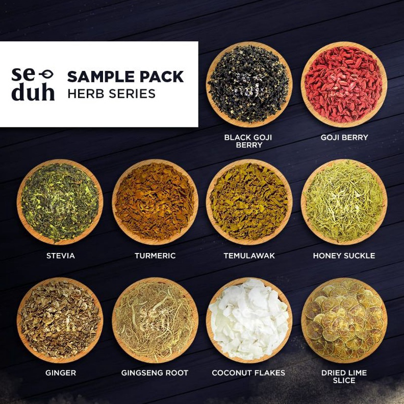 

BIG SALE Sample Pack HERBAL TISANE TEH HERBAL 2 goji berry stevia ginger ginseng root lime turmeric