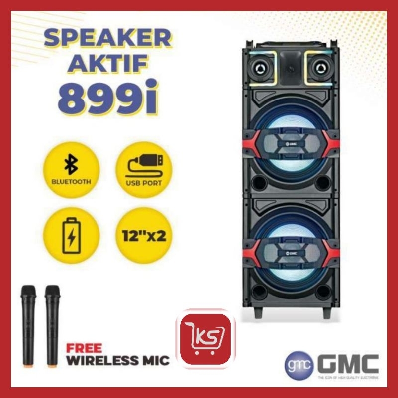 SPEAKER GMC 899I | 2 X 12 INCH | 2 MIC WIRELESS