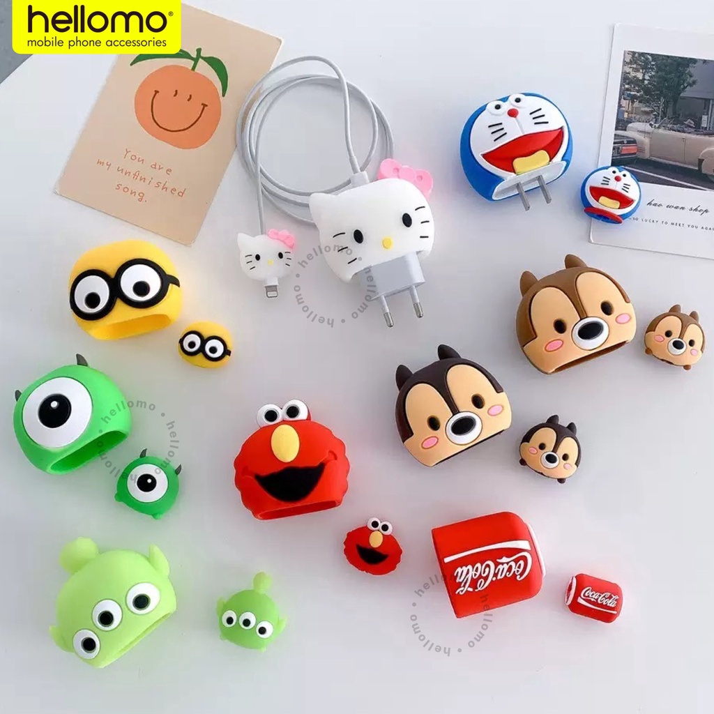 CUCI GUDANG Pelindung Charger iPhone Set Cartoon Cable Saver Apple Silicone Pelindung Kabel Casan Hp