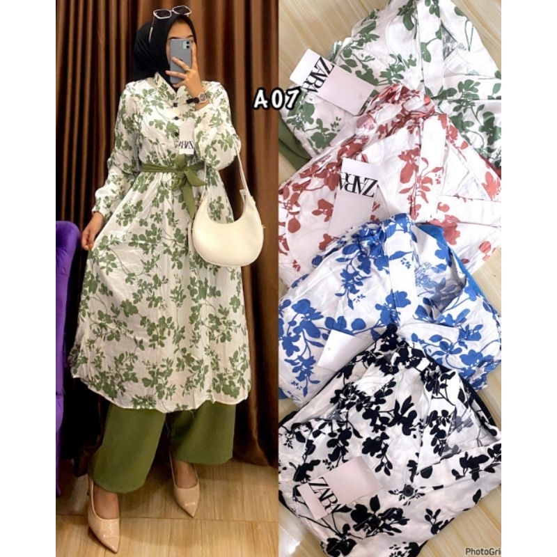 setelan tunik wanita zara katun