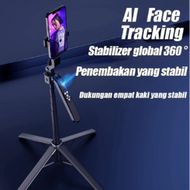 Toorea Pelacakan Wajah Otomatis Tripod Selfie Stick 1800mm Handphone Gimbal Stabilizer Tripod