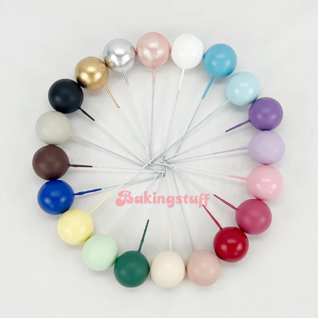 Hiasan Kue Bola Bola Tusuk / Glitter Ball / Bola Decor hiasan Kue Ultah Lucu / Cake Topper