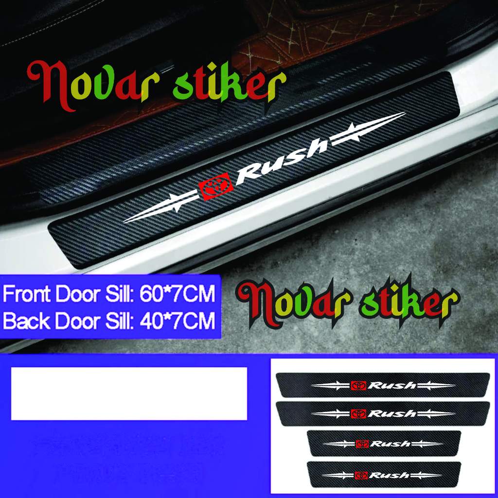 5pcs Stiker Carbon Fiber Mobil Rush Stiker Pelindung Pintu Pijakan Kaki Toyota Rush