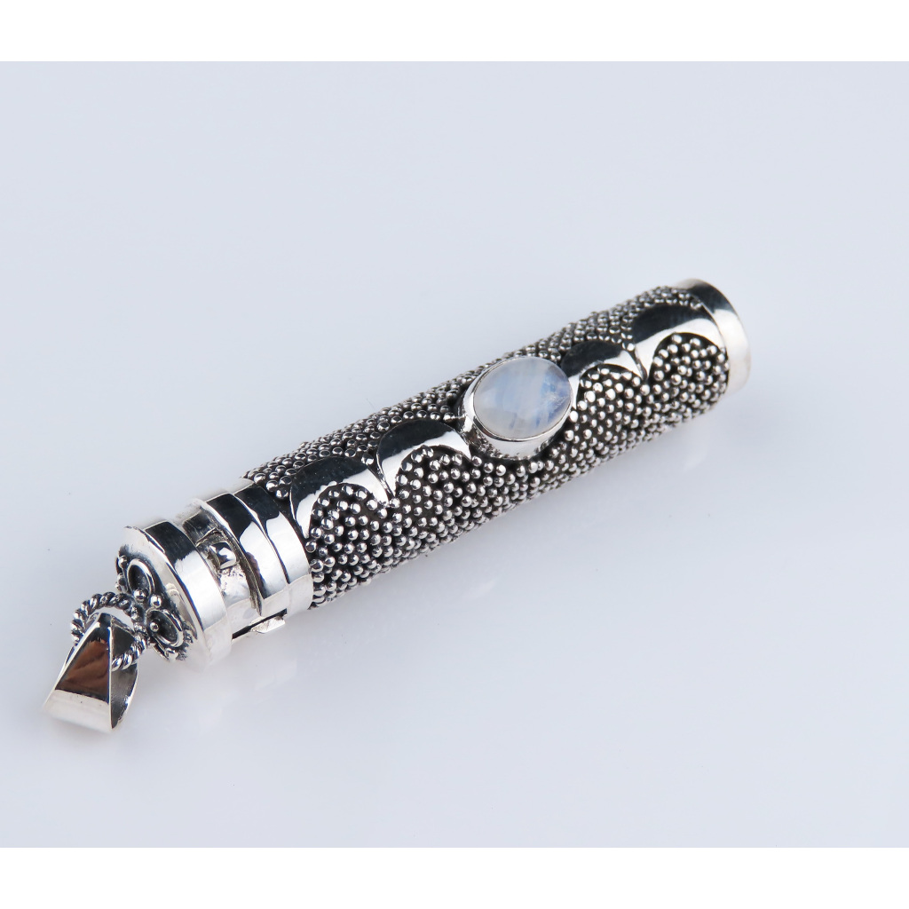 Liontin Perak, Permata Rainbow Moonstone, Liontin Permata, Liontin Parfum