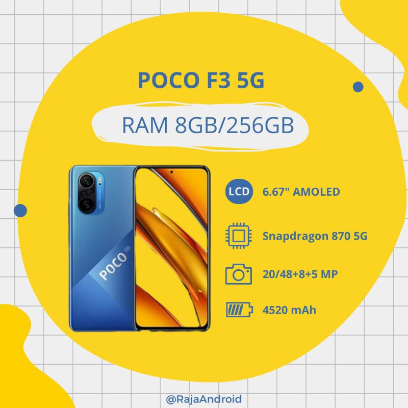 XIAOMI POCO F3 5G RAM 8GB/256GB SECOND FULL ORI SEGEL GARANSI MURAH