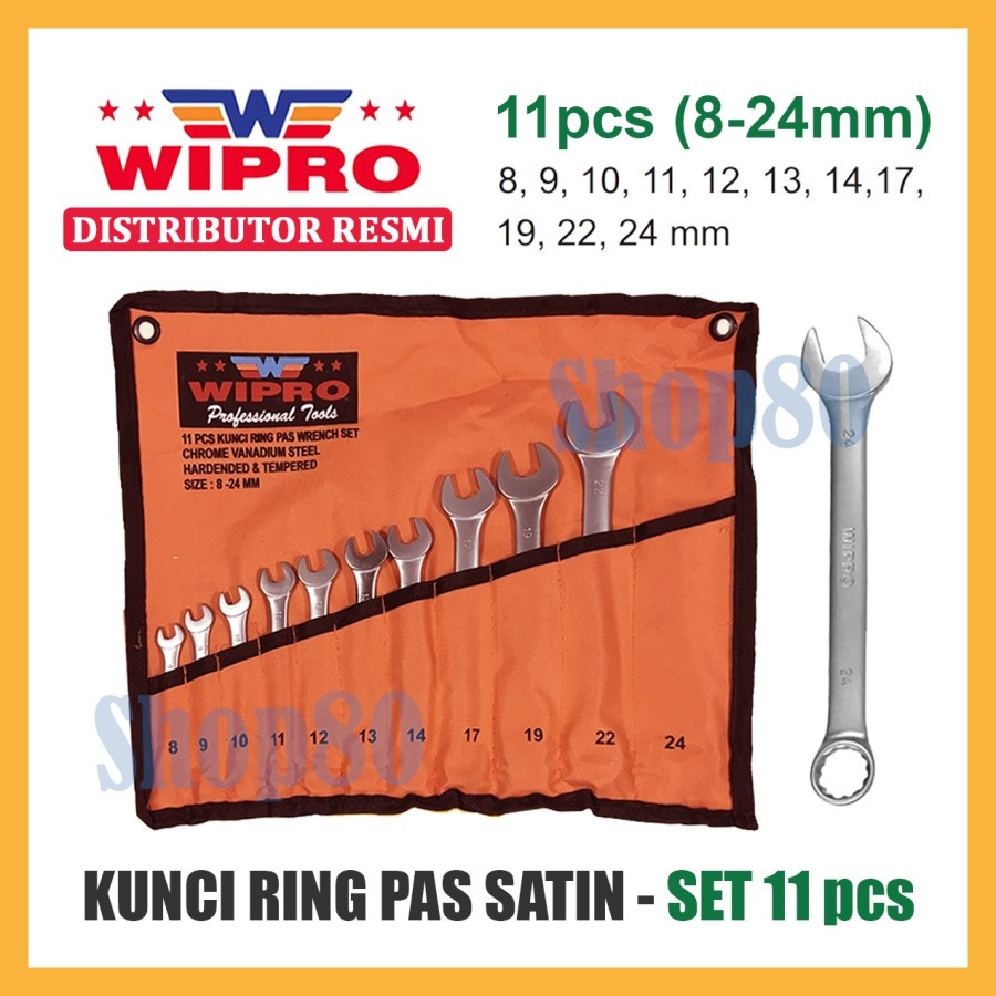 Wipro Kunci Ring Pas 1 Set 11pcs 11 pcs Satin CRV 8-24 mm
