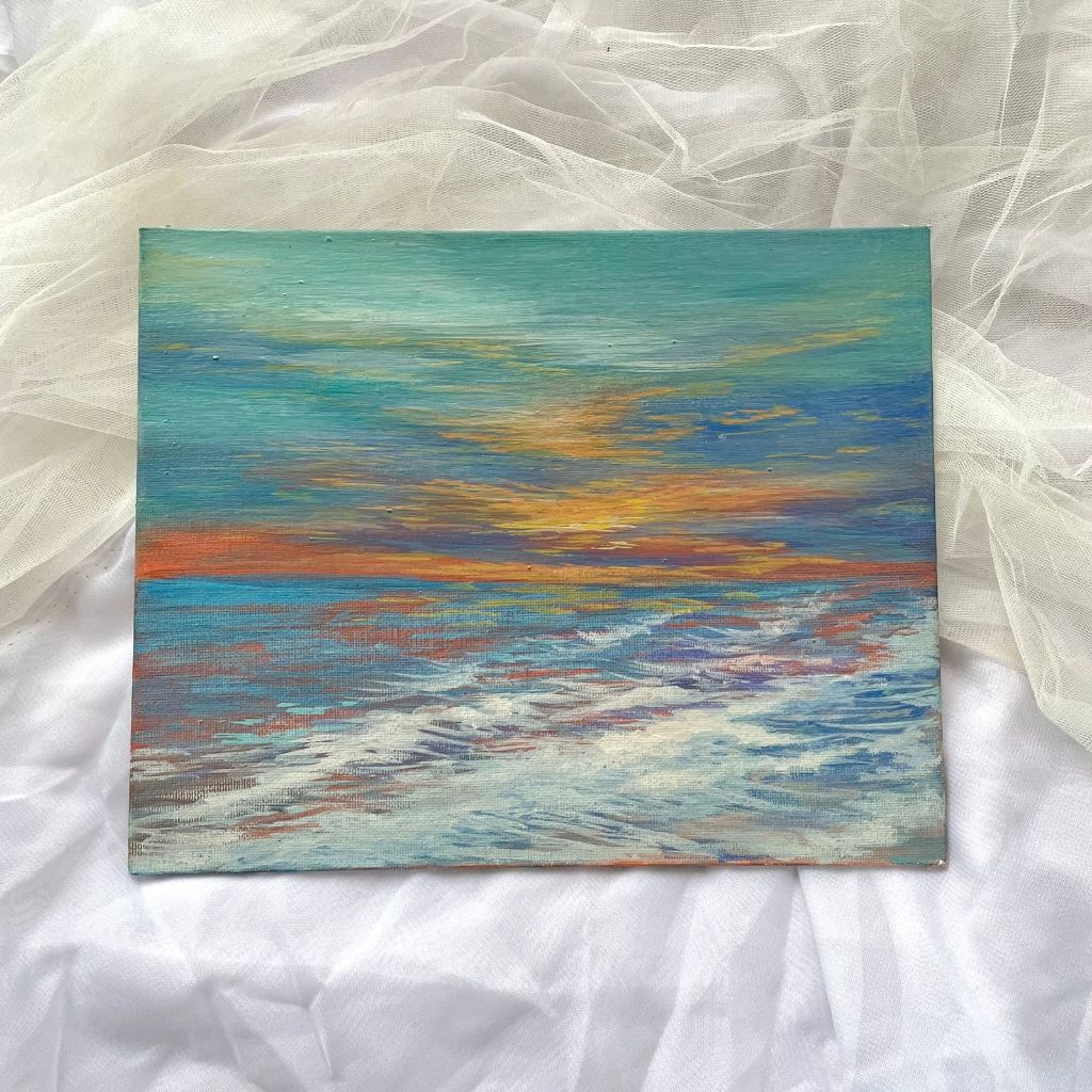 Lukisan laut aesthetic | Canvas Panel | Ver 1 painting gouache pastel aesthetic