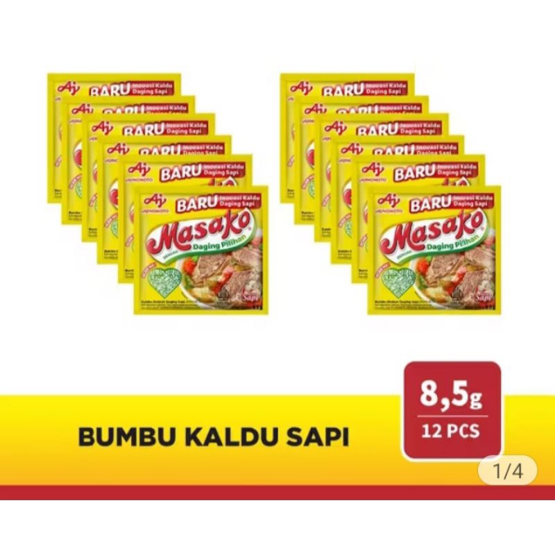 

MASAKO Kaldu sapi / ayam 12 pcs × 8,5 gr [HARGA 1 RENTENG] penyedap masakan / bumbu