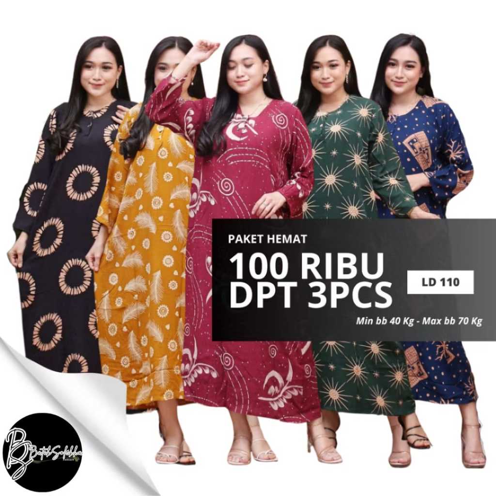 100 dapat 3pcs // Daster Lengan Panjang Ld 105 Murah || PAKET USAHA DASTER || Daster Kekinian Jumbo 