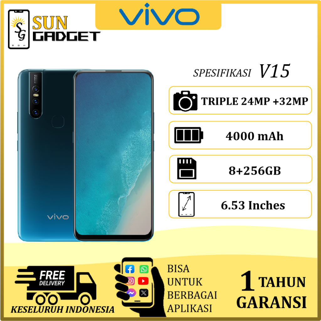 HP VIVO V15 RAM 6/128GB, 8/256GB FULLSET 4G GARANSI 1 TAHUN
