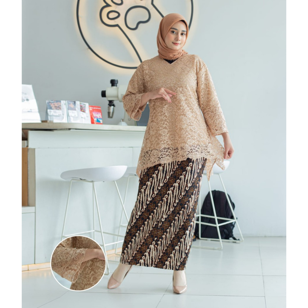 SETELAN KEBAYA BROKAT RINJANI / KEBAYA MODERN / ATASAN KEBAYA BROKAT / KEBAYA KONDANGAN / KEBAYA MOD