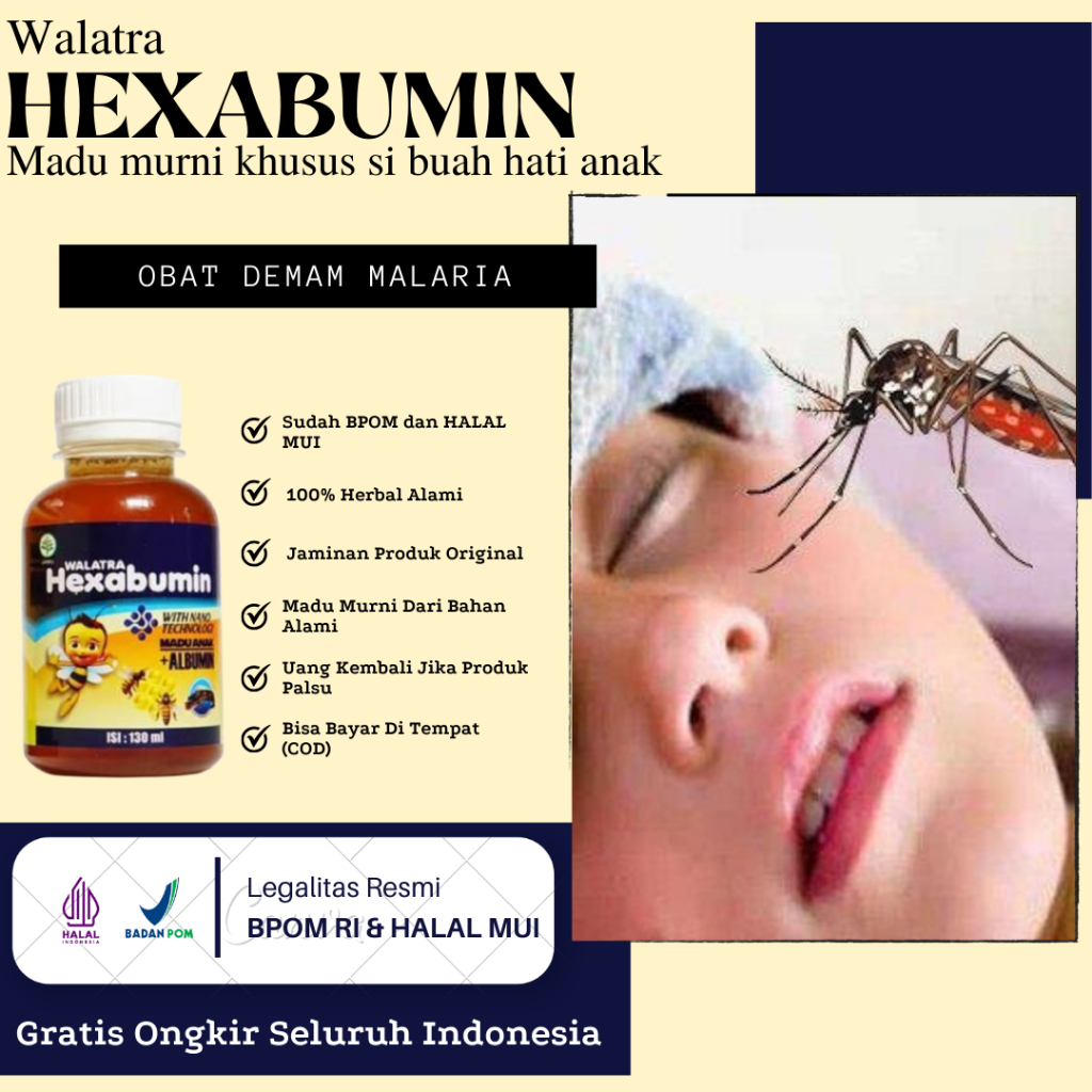 Hexabumin Madu Anak - Obat Malaria, Demam Menggigil, Demam Berdarah, DBD Akibat Gigitan Nyamuk, Saki