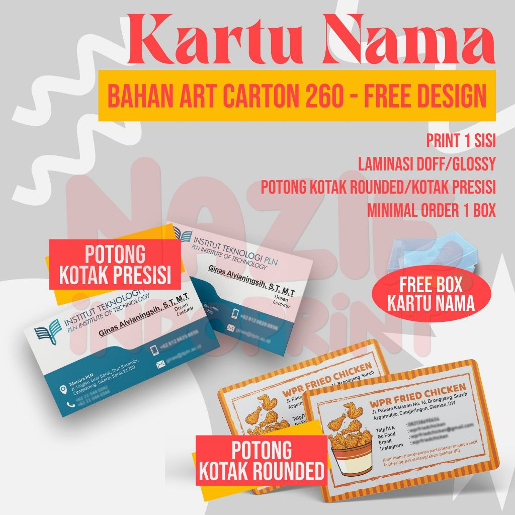 

Kartu Nama Per Box 1 Sisi / Kartu Nama Reguler Isi 100 Pcs / Cetak Member Card Murah 1 Muka / Kartu Nama 1 Sisi