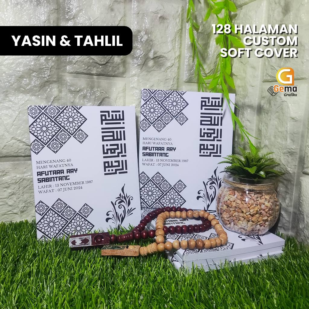 

Cetak Buku Yasin Dan Tahlil Design Modern 128 halaman Soft Cover custom foto Almarhum