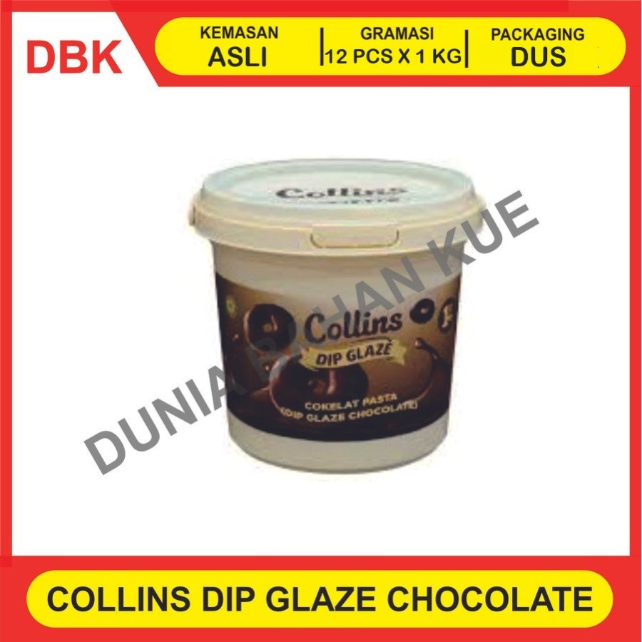 

COLLINS DIP GLAZE 1 KG SELAI TOPPING DARK CHOCOLATE - 1 DUS 12 PCS