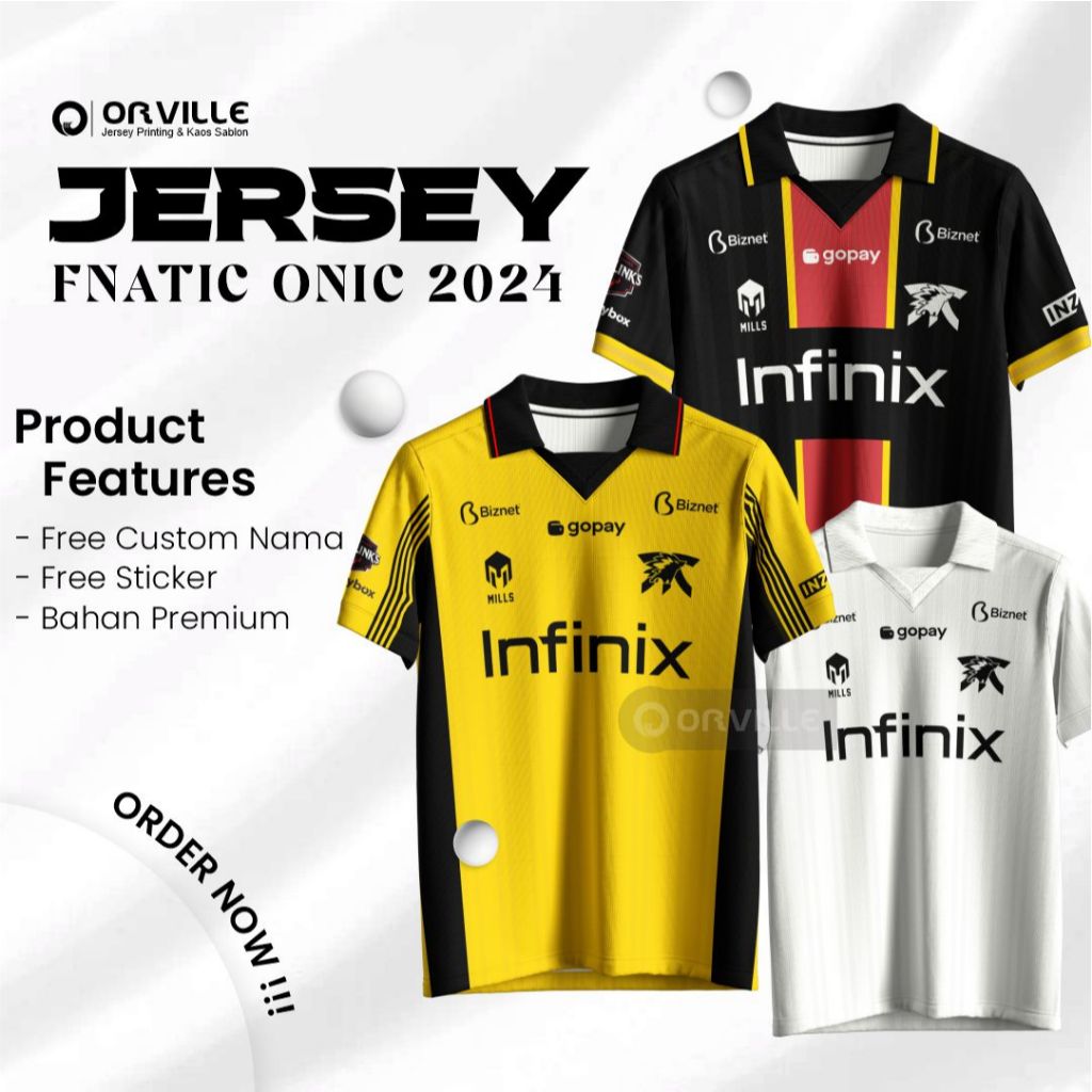JERSEY BAJU FNATIC ONIC NEW 2024 MSC MPL S14 / FREE NICKNAME & STICKER ONIC