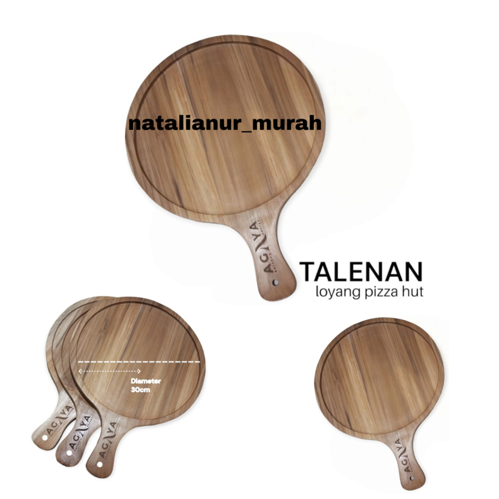 Talenan Pizza Kayu Jati / Talenan Pizza Bulat Bahan Kayu 30 cm / Tatakan Pizza / Talenan Pizza Besar