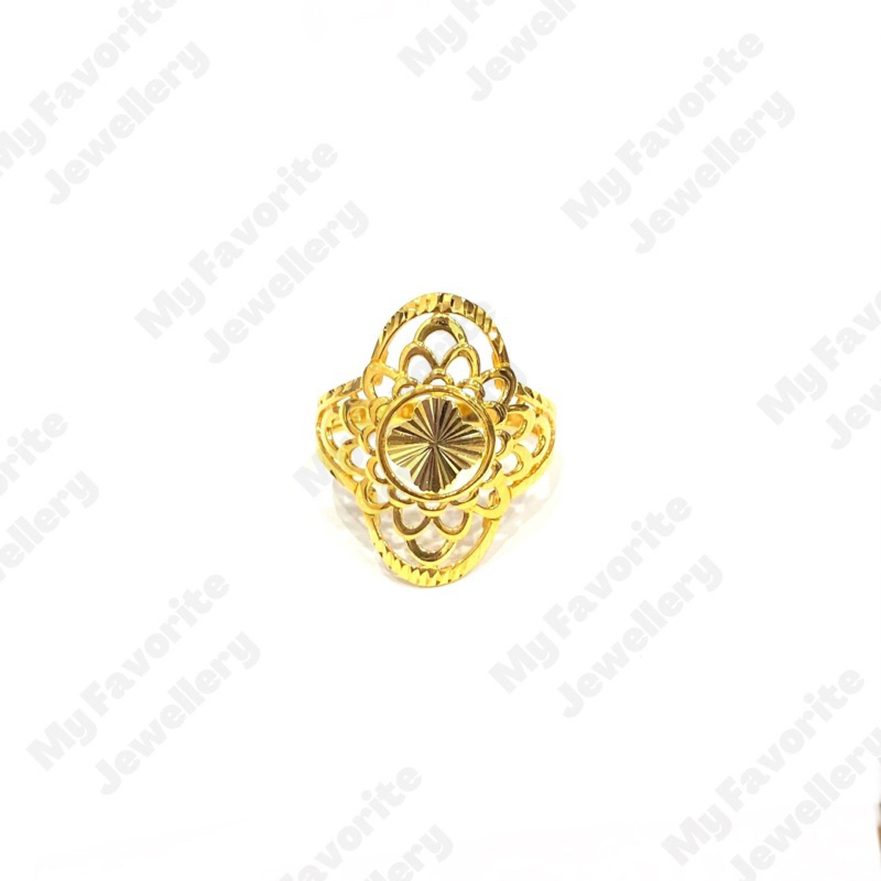 Cincin Clover Variasi Kelopak Bunga Uk18.5 Emas Asli Kadar 700 16K