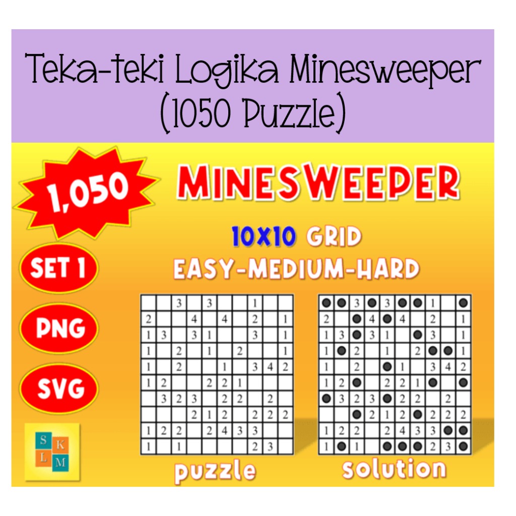 Teka-teki Logika Minesweeper 10x10 (1050 Puzzle)