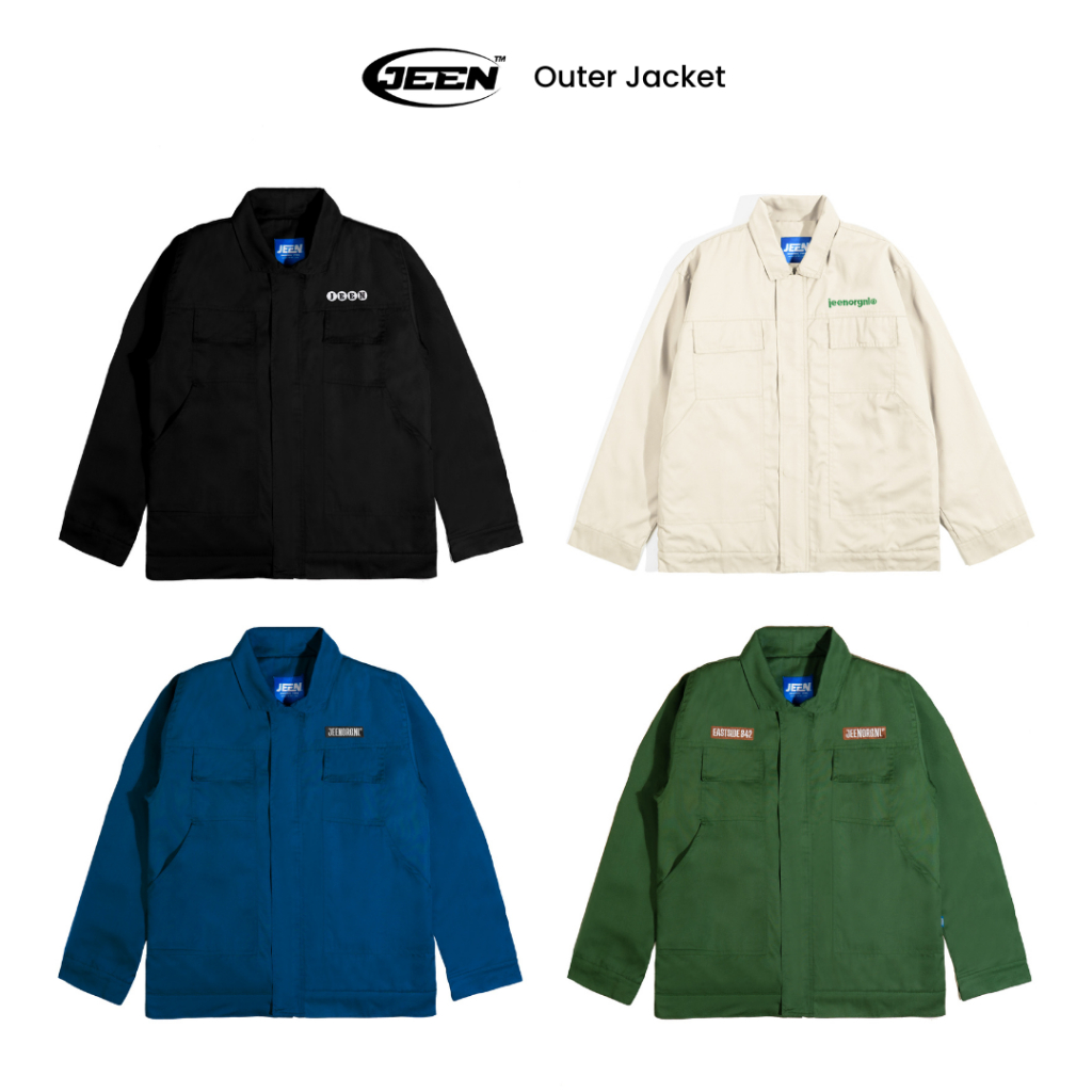 JEEN | Outer Jacket Pria / Jaket Twill Tebal Hitam / Cream / Army