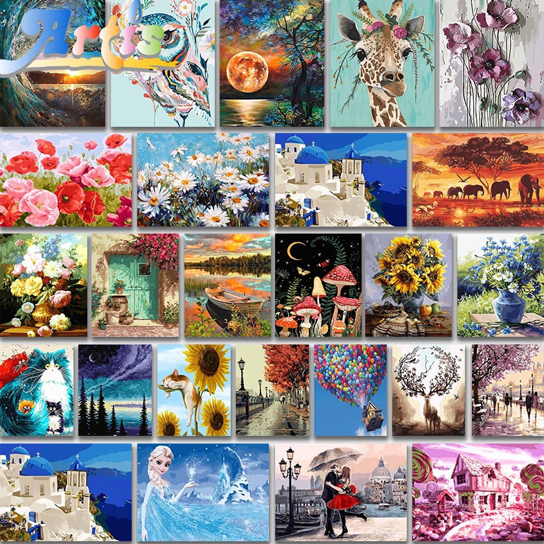 

KODE D5K8 Paint By Number 4x5cm DIY painting kit borderless digital painting animals landscapes anime famous painting styles