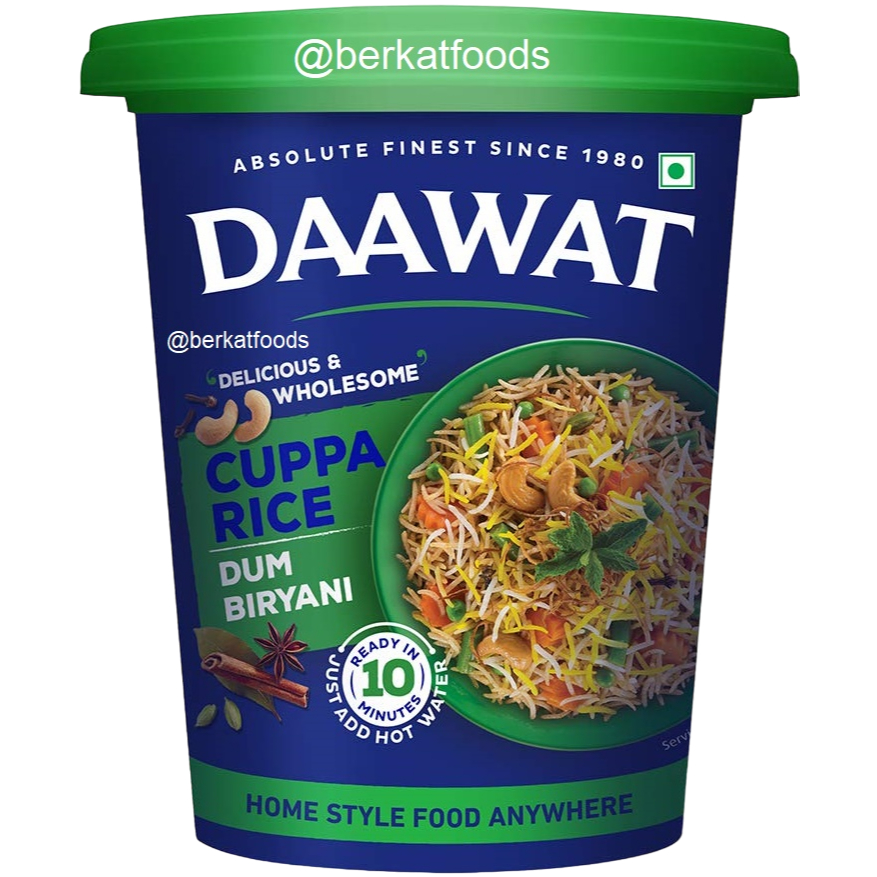 

Daawat Cuppa Rice Dum Biryani Instant / Nasi Basmati Biryani Khas India Arab Timur Tengah