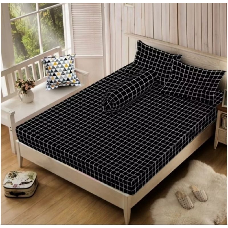 sprei kotak hitam/sprei kotak homemade/sprei kotak aesthetic/sprei kotak murah