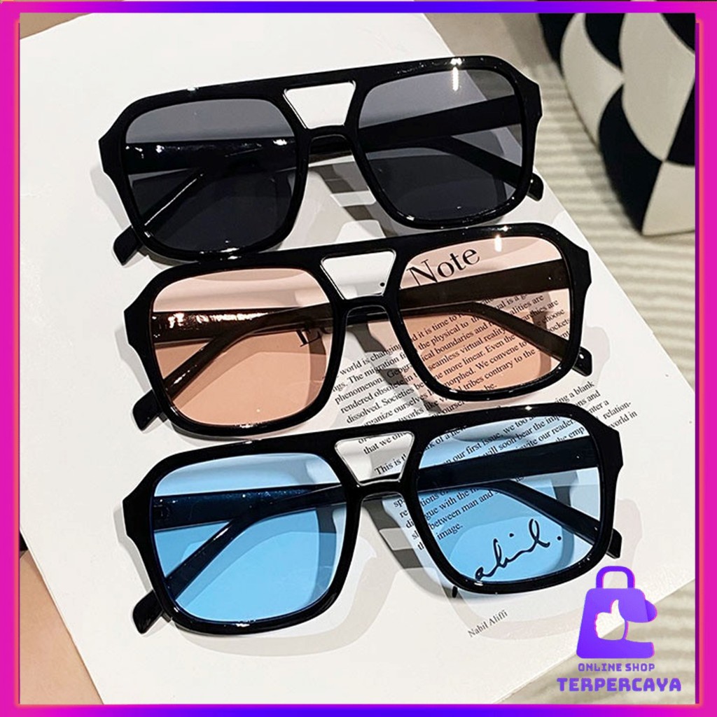 OST Kacamata Hitam Korea Wanita KC010 Kacamata Retro Klasik Frame Besar Persegi Kaca mata Style Kore