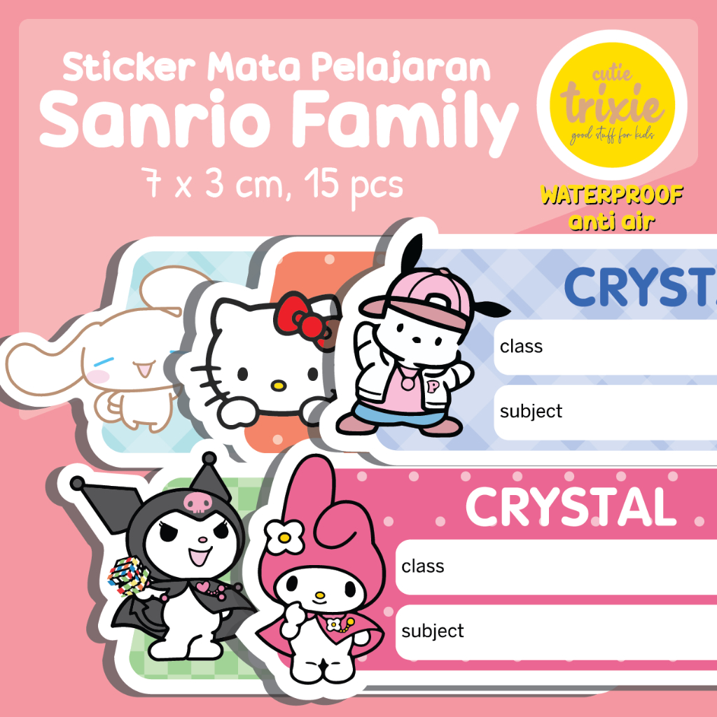 

Sticker label buku mata pelajaran Sanrio Family