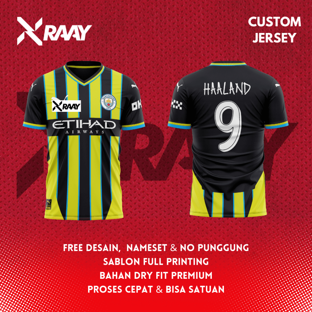 JERSEY MANCHESTER CITY AWAY 24/25 KIT FULL PRINTING FREE CUSTOM NAMESET NOMOR PUNGGUNG XRAAY SPORT