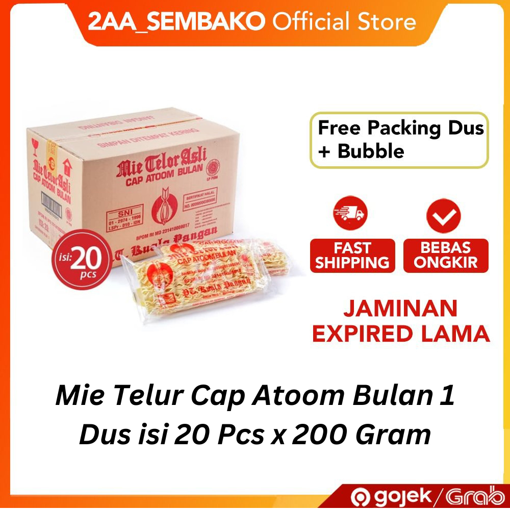 

Mie Telur Cap Atoom Bulan / Atom Bulan 1 Dus isi 20 Pcs x 200 Gram