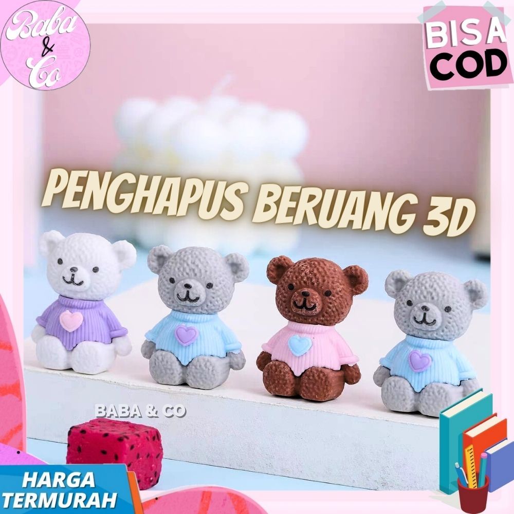 

PENGHAPUS BERUANG 3D LUCU UNIK ERASER PENGHAPUS KARET MINIATUR TEDDY BEAR MINI PENGHAPUS MURAH BERUANG