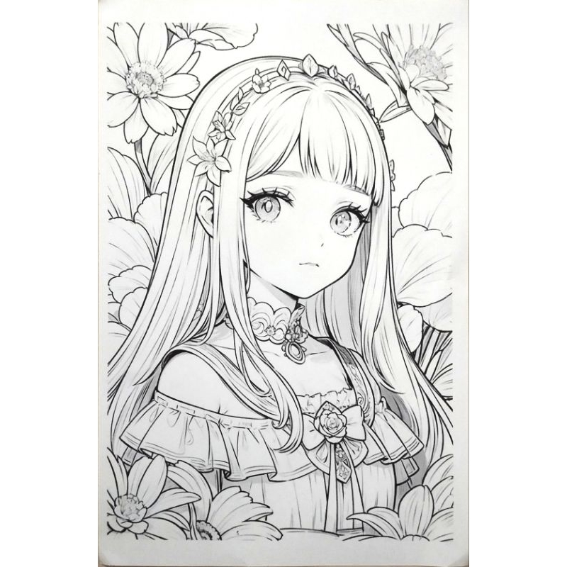 Kertas mewarnai anak perempuan / mewarnai anime / kertas lukis / gambar lukis