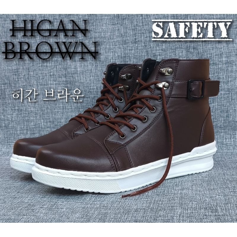 HIGAN BROWN | Sepatu Boots Pria Safety Kerja Gaya Stylist Jalan Jalan Santai