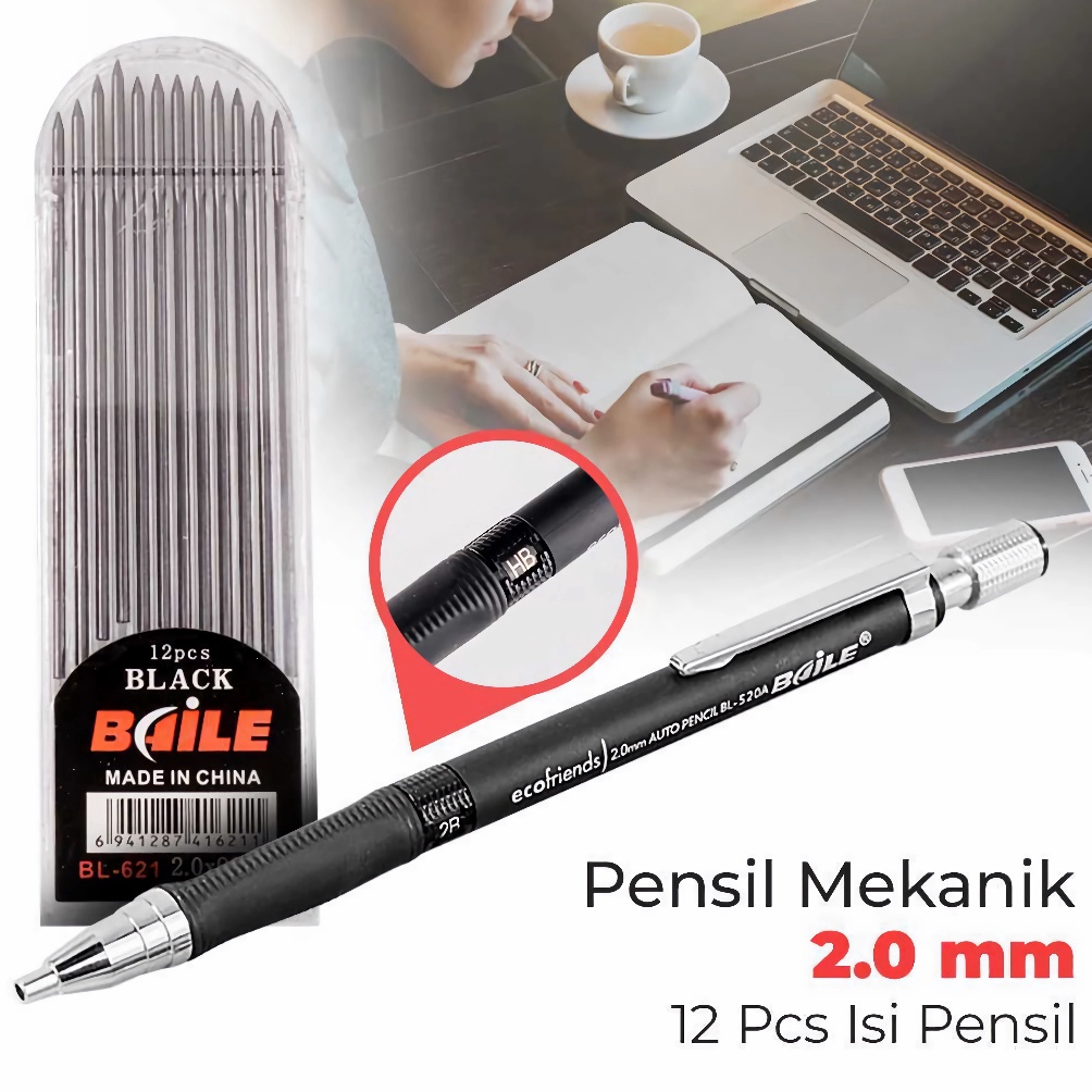 

BRAND APEN Pensil Mekanik 2B Isi 12pcs Mechanical Pencil 2mm BL621