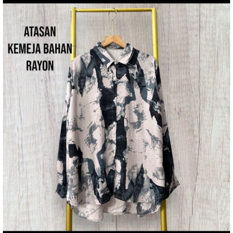 KEMEJA WANITA MOTIF BAHAN RAYON LD 110 // KEMEJA RAYON WANITA // ATASAN KEMEJA WANITA // ATASAN KEME