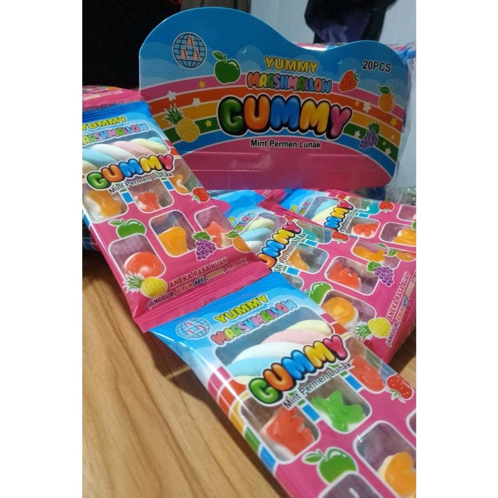 

PERMEN YUMMY MARSHMALLOW GUMMY MINT PERMEN LUNAK ISI 20PC