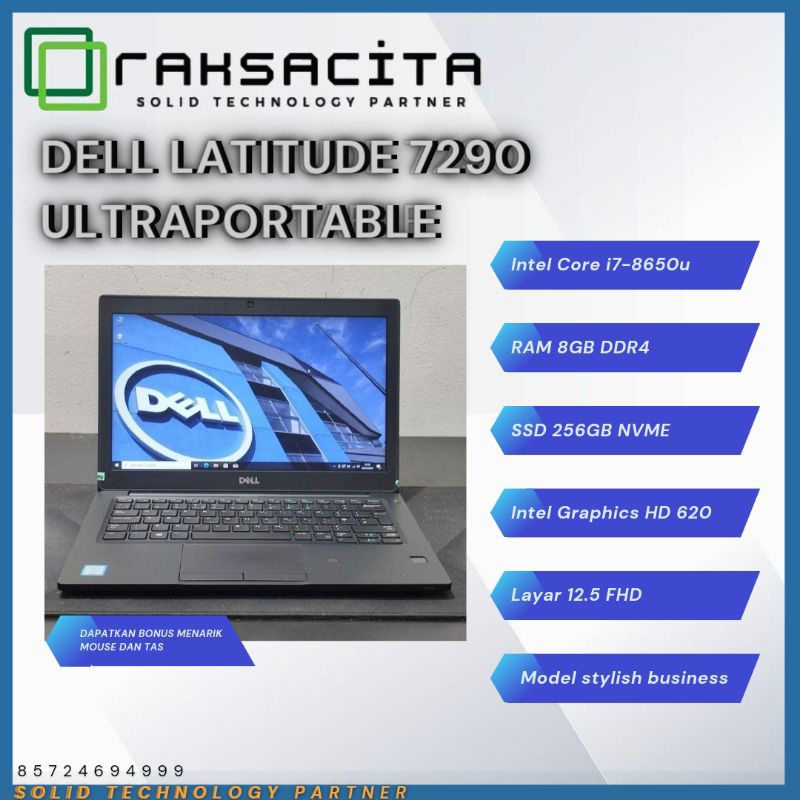 Dell Latitude 7290 Intel Core i7 8650u 12 inch