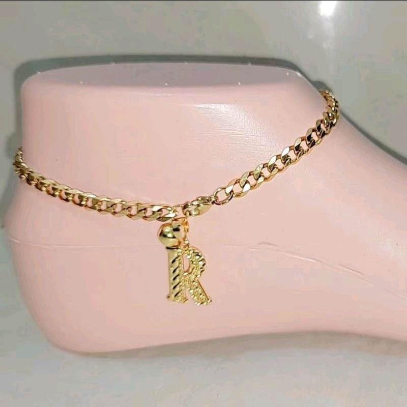 gelang kaki titanium asli tidak luntur dan karatan model sisik naga riques huruf