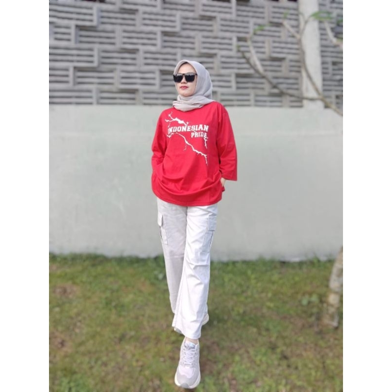 kaos atasan merah putih kemerdekaan Indonesia 79 terbaru lengan panjang / kaos baju merah putih jumb