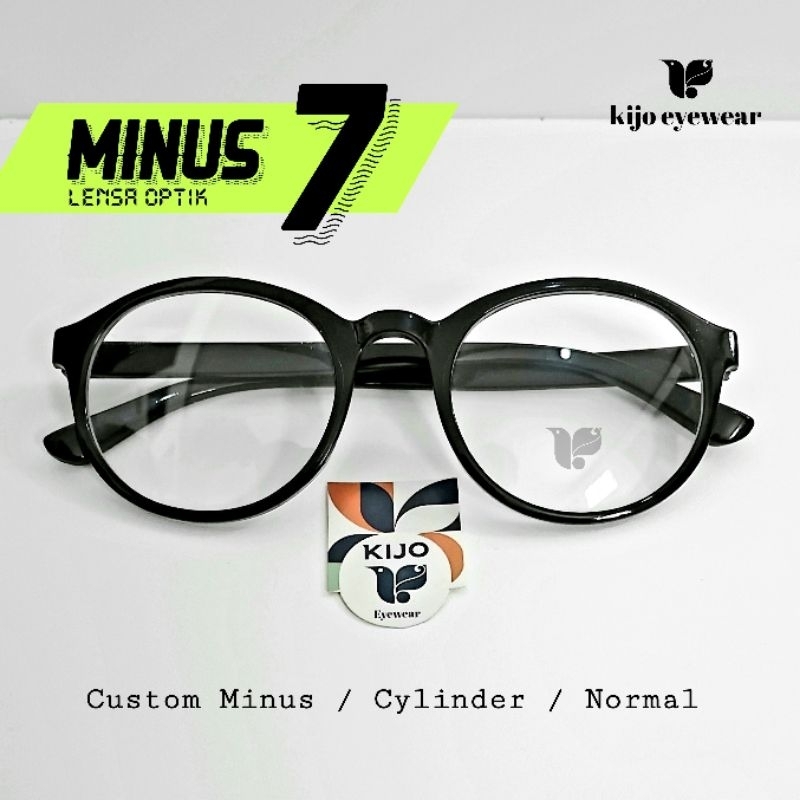 Kacamata Bulat Minus Custom Lensa Sesuai Resep Min 8 7 6 5 4 3 2 1 0.5 Mins Silinder Mines Silindris