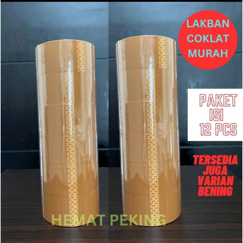 

LUAR BIASA Lakban Packing Rekat isi 12 pcs Bening Coklat 45 mm x 9 Y Packing Murah
