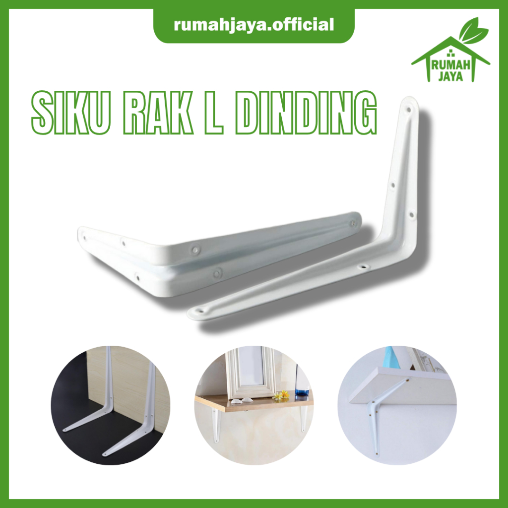 RJO - Siku Rak L Dinding Putih / Braket Siku Rak Dinding L Putih / Siku Rak Penyimpanan