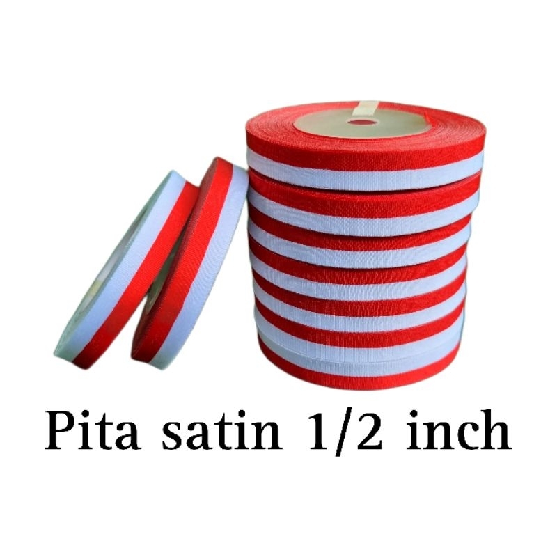 

Pita satin merah putih ukuran 1/2 inch (1,3 cm)